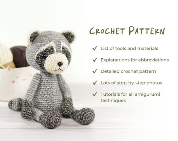 Crochet Pattern - Amigurumi Raccoon