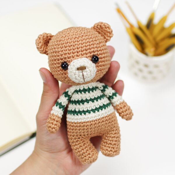 Crochet Pattern - Little Teddy Bear in a Stripy Sweater