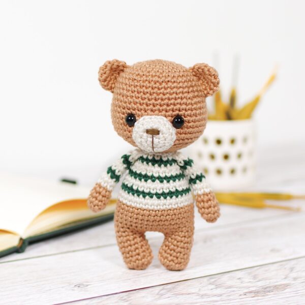 Crochet Pattern - Little Teddy Bear in a Stripy Sweater