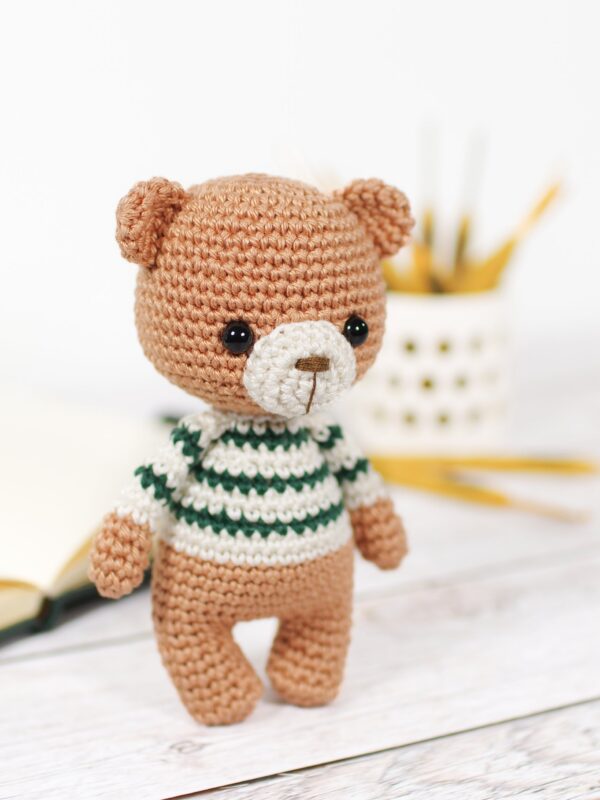 Crochet Pattern - Little Teddy Bear in a Stripy Sweater